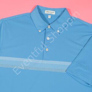 Peter Millar Polo Shirt Mens Medium Blue Summer Comfort Golf Stadion